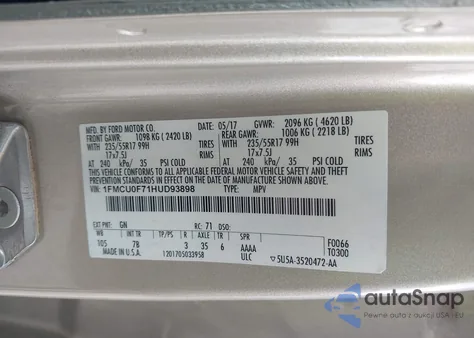 2017 Ford Escape S from USA, damaged, VIN 1FMCU0F71HUD93898